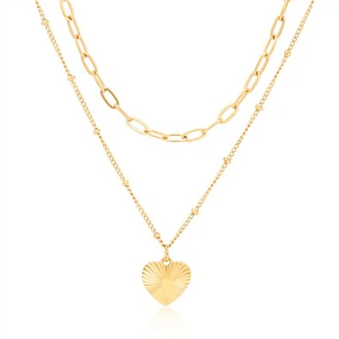 Spajalica, višeslojna ogrlica, privjesak u obliku srca