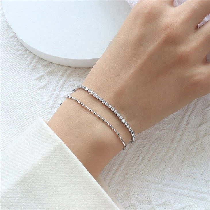 stainless steel cz bracelet