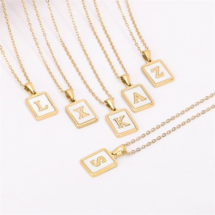 stainless steel initial pendant necklace