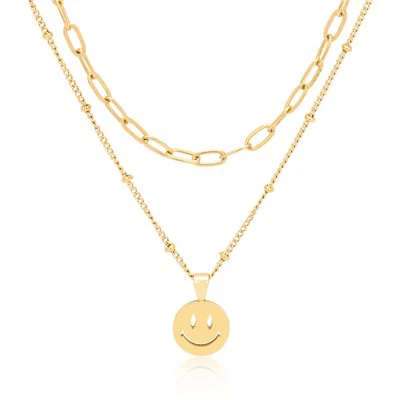 Slojevita spajalica, ogrlica, privjesak sa smajlićem