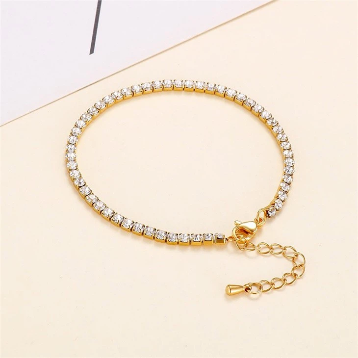 gold plated diamond tennis bracelet