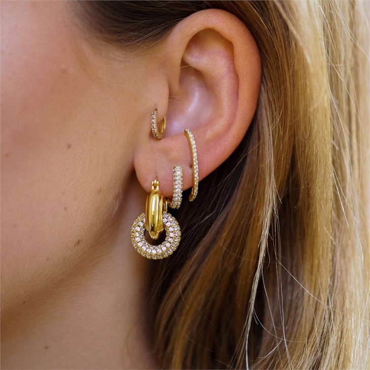 pave cz hoop earrings