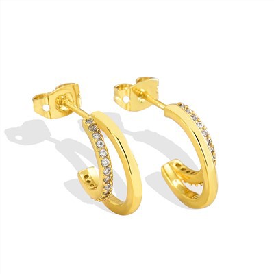 Pavé naušnice s dvostrukim prstenom