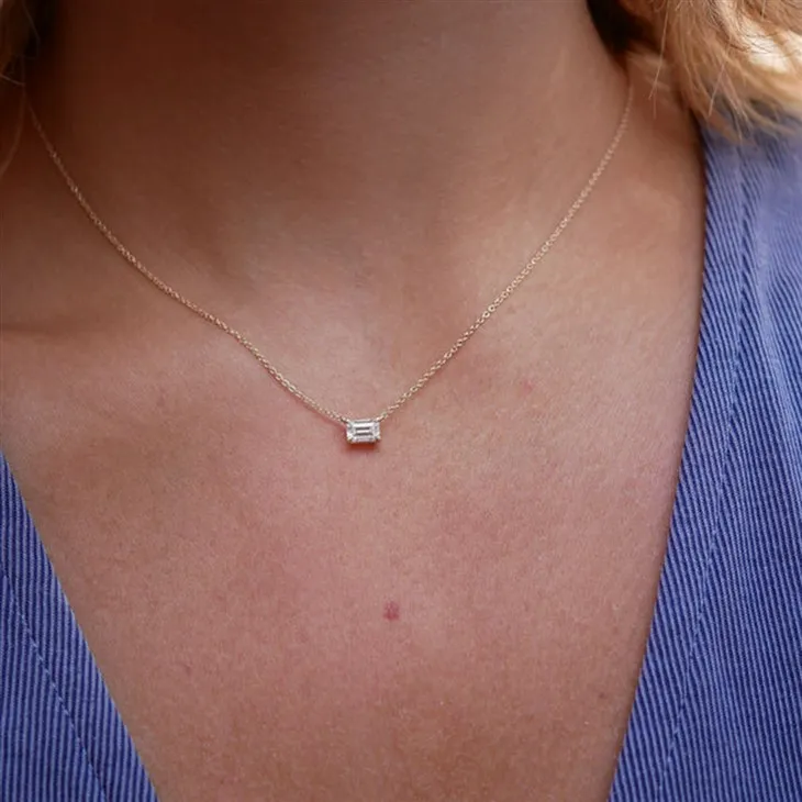 Rectangle Zircon Chain Necklace