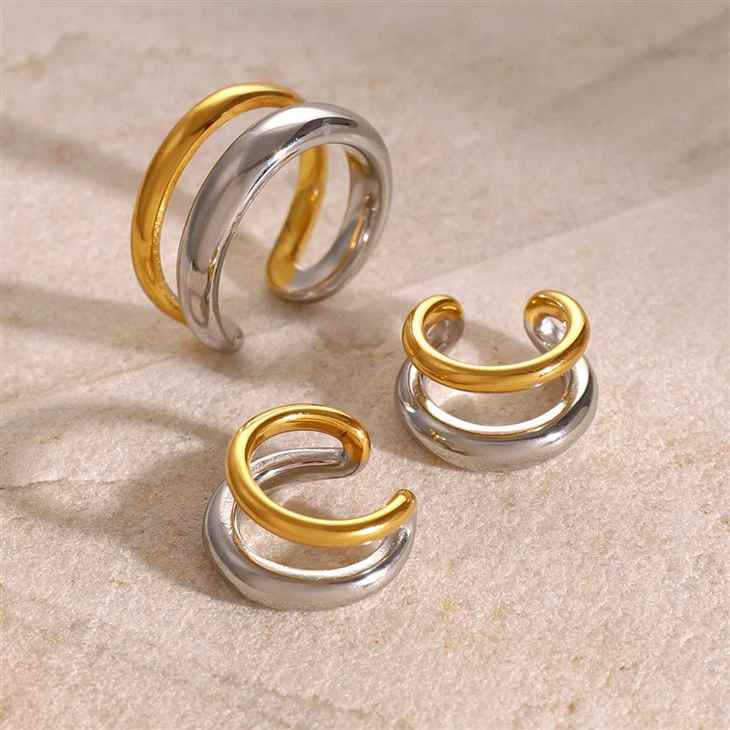 Two Tone Open Double Ring