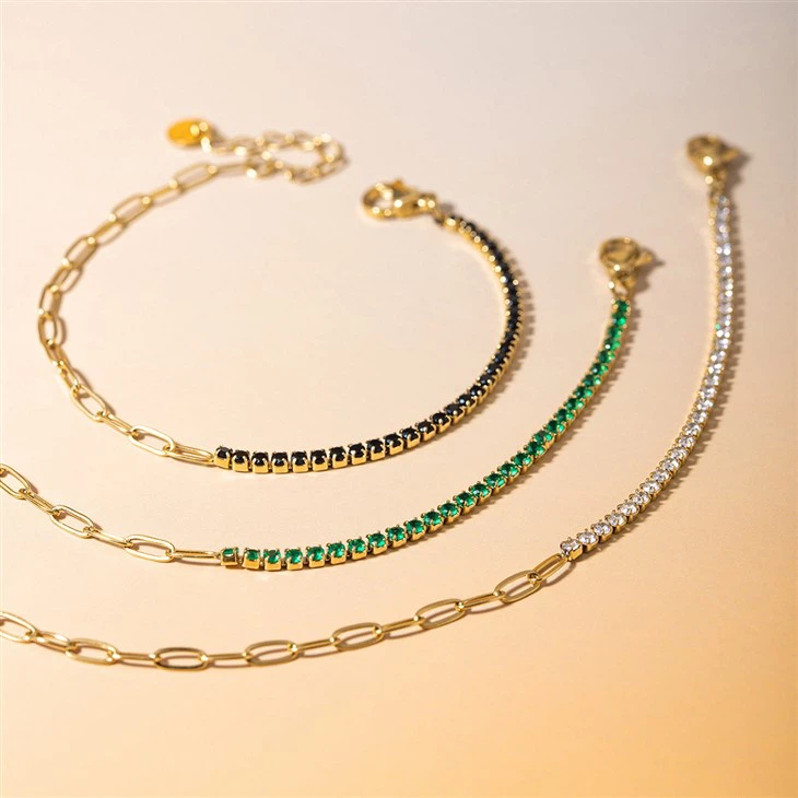 Zircon Mixed Chain Bracelet