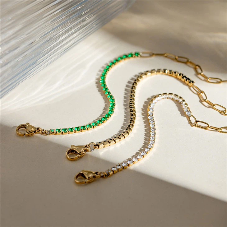 Zircon Mixed Chain Bracelet