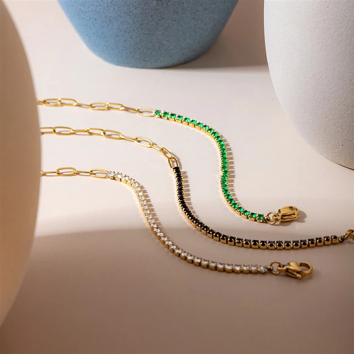 Zircon Mixed Chain Bracelet