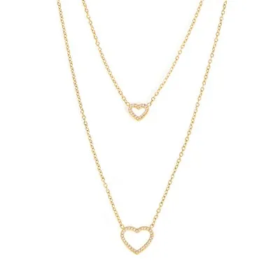 CZ dvostruki sloj ogrlica srca