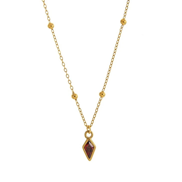 Birthstone Charm Beaded Chain Necklace factory