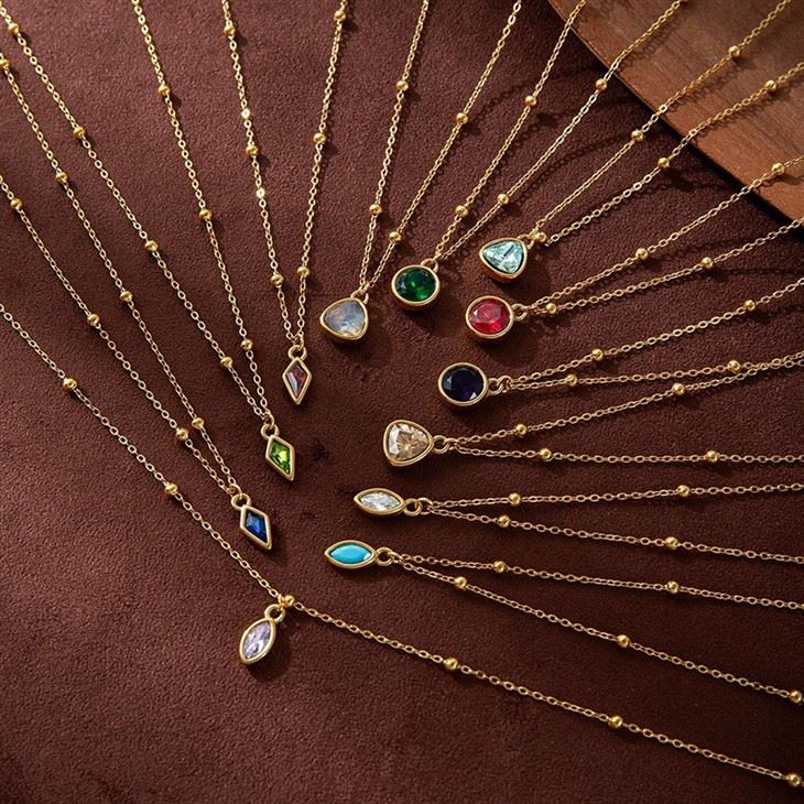Birthstone Charm Beaded Chain Necklace high quality