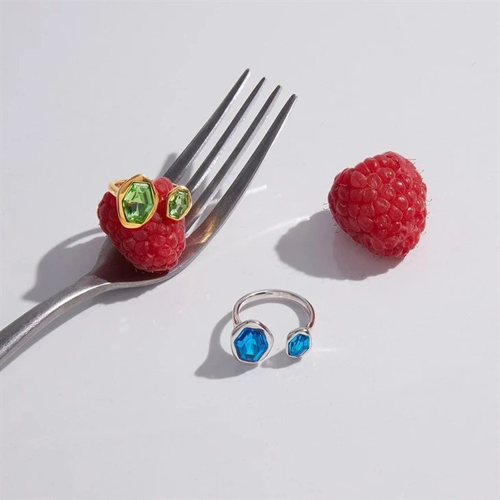 Colorful CZ Two Stone Open Ring price