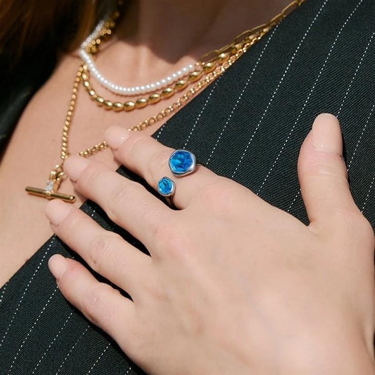 Colorful CZ Two Stone Open Ring best
