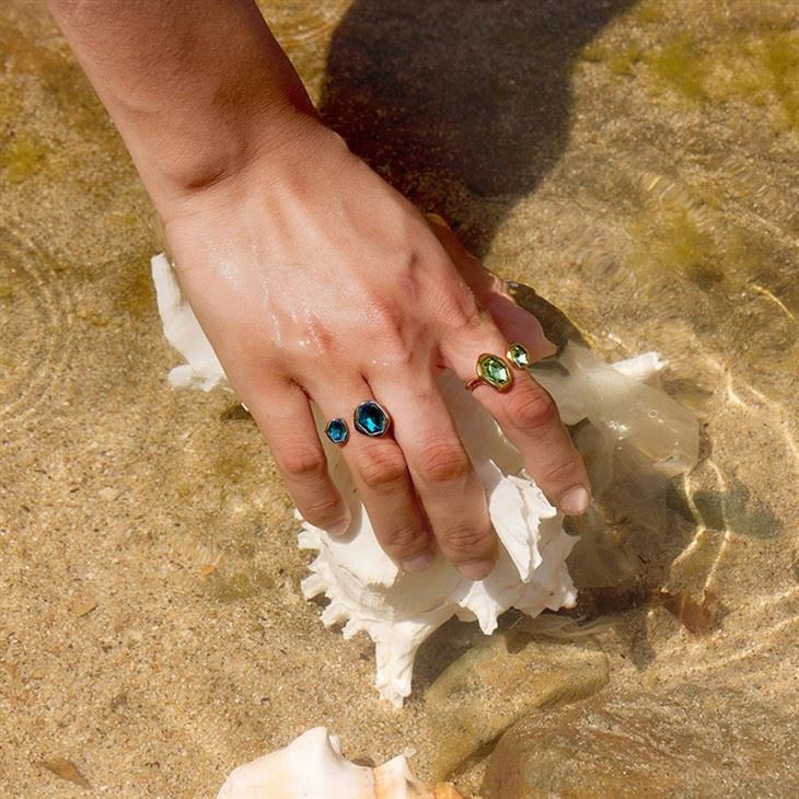 Colorful CZ Two Stone Open Ring high quality