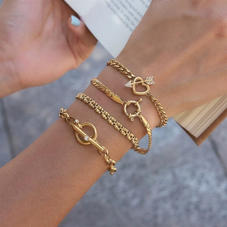 Heart Arrow CZ Toggle Cuban Bracelet factory
