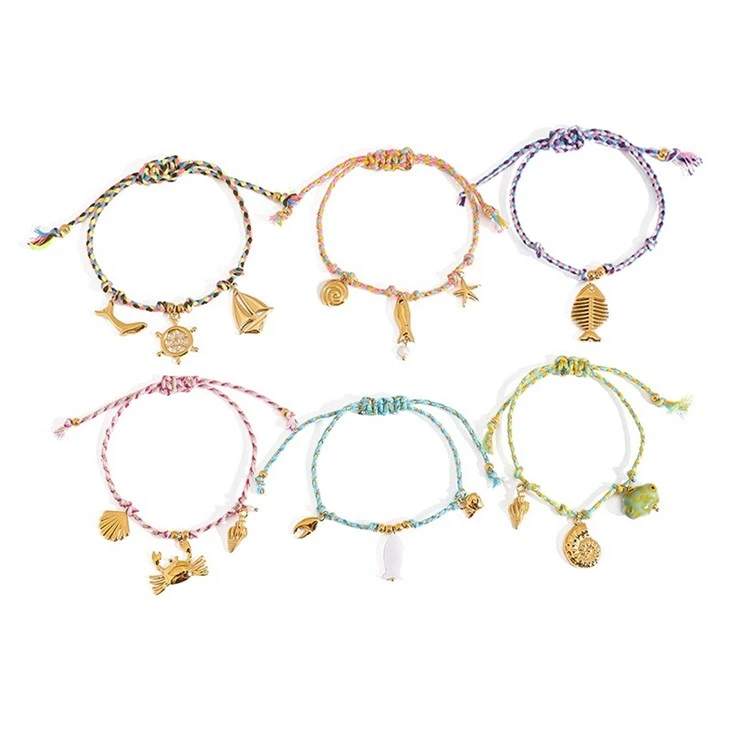 Ocean Charm Braided Pull Bracelet factory