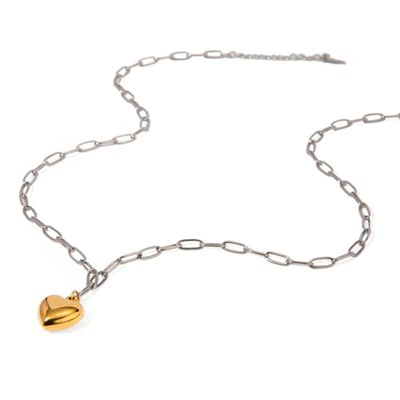Ogrlica sa spajalicom u obliku srca u dva tona
