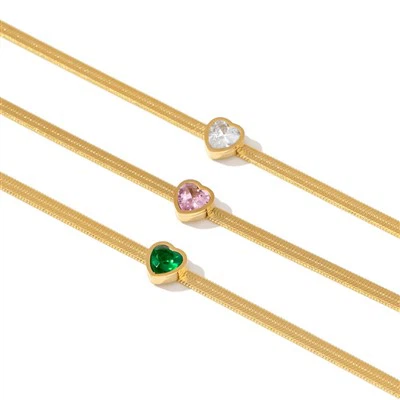 Cirkonska narukvica u obliku riblje kosti u obliku srca