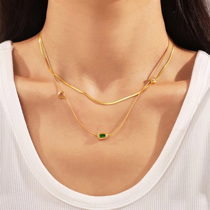 Three Color Stacking Necklace