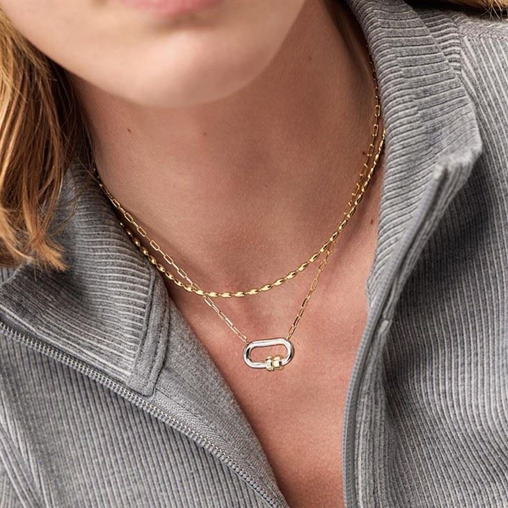 Two Tone Paperclip Pendant Necklace high quality