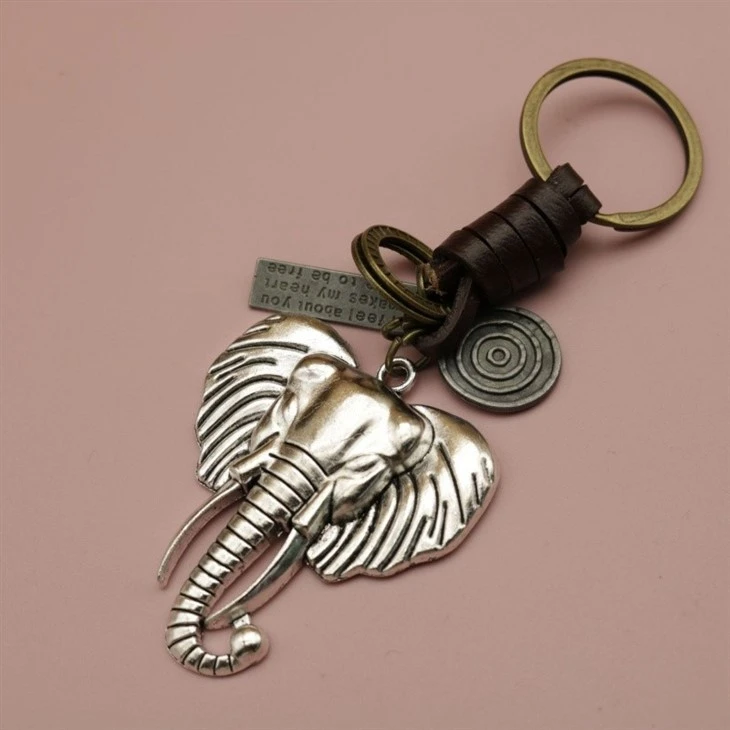 Vintage Elephant Keychain | Braided Leather Mens Gift manufacturers